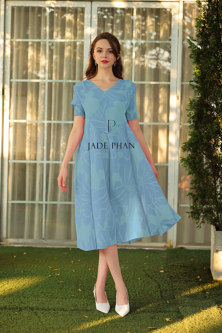 BONNIE Pleated Dress - Blue