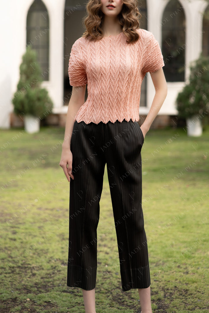 SET VERA Pleated Top Pink & Daisy Pleated Pant Black