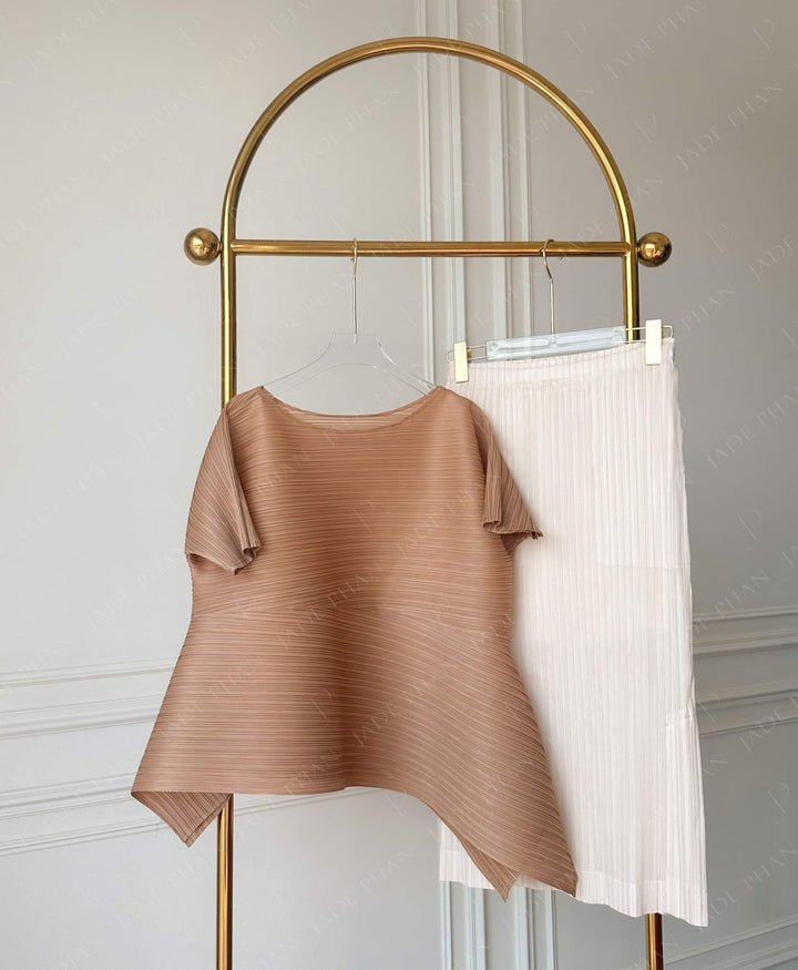 Set KATLE Pleated Top Copper & AUDORA Pleated Skirt