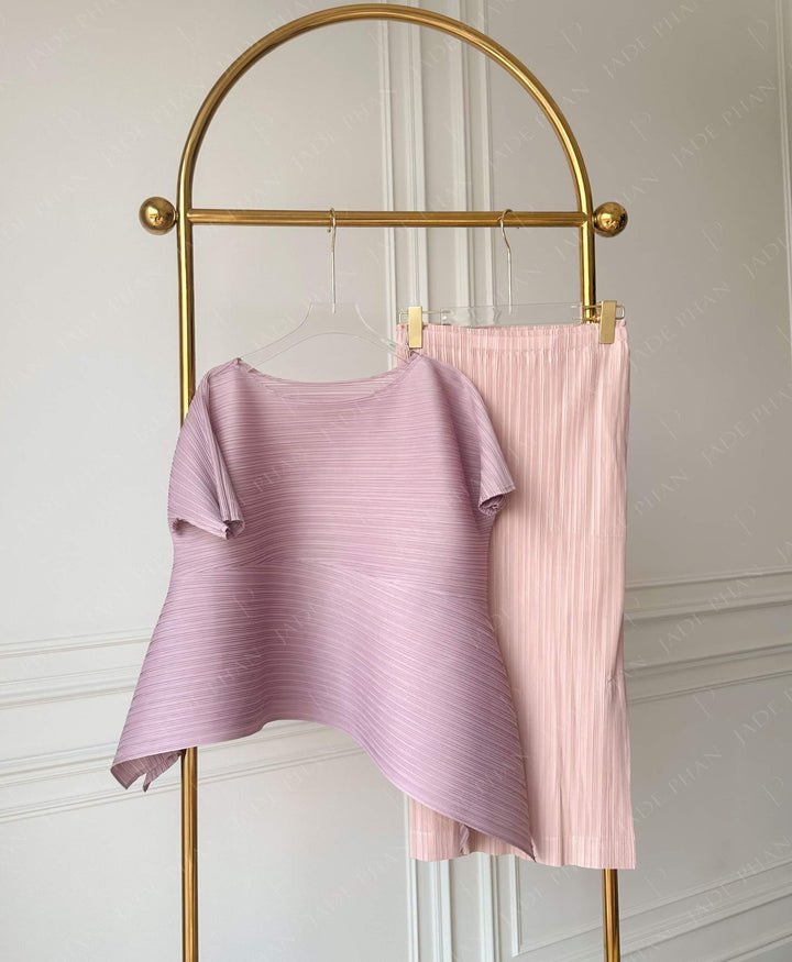 Set KATLE Pleated Top Light Purple & AUDORA Pleated Skirt