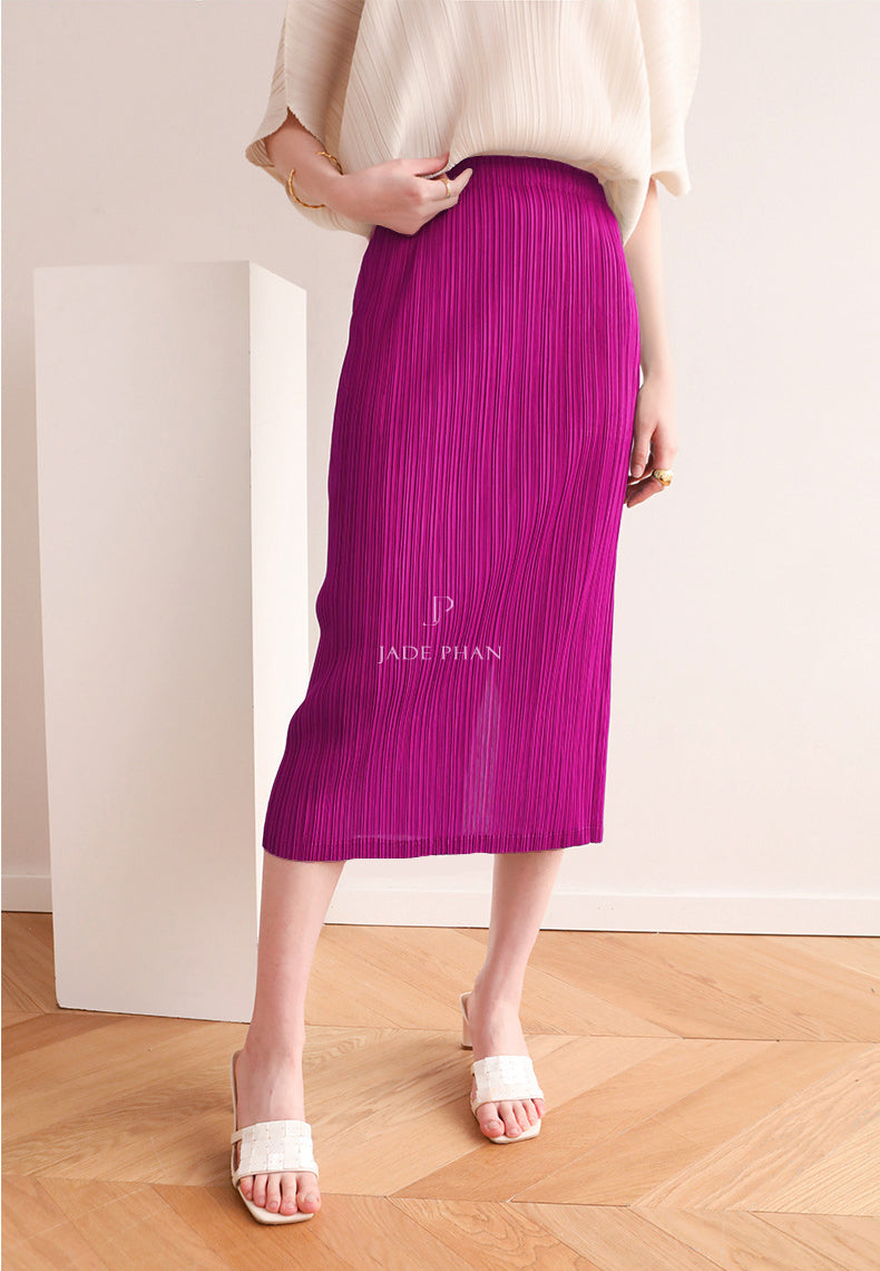 Set KATLE Pleated Top Pink & AUDORA Pleated Skirt Lotus Purple