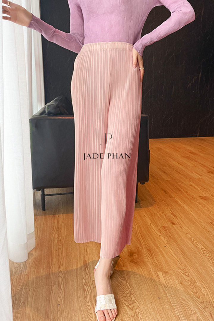 AMOUR Pleated Pants - Pink