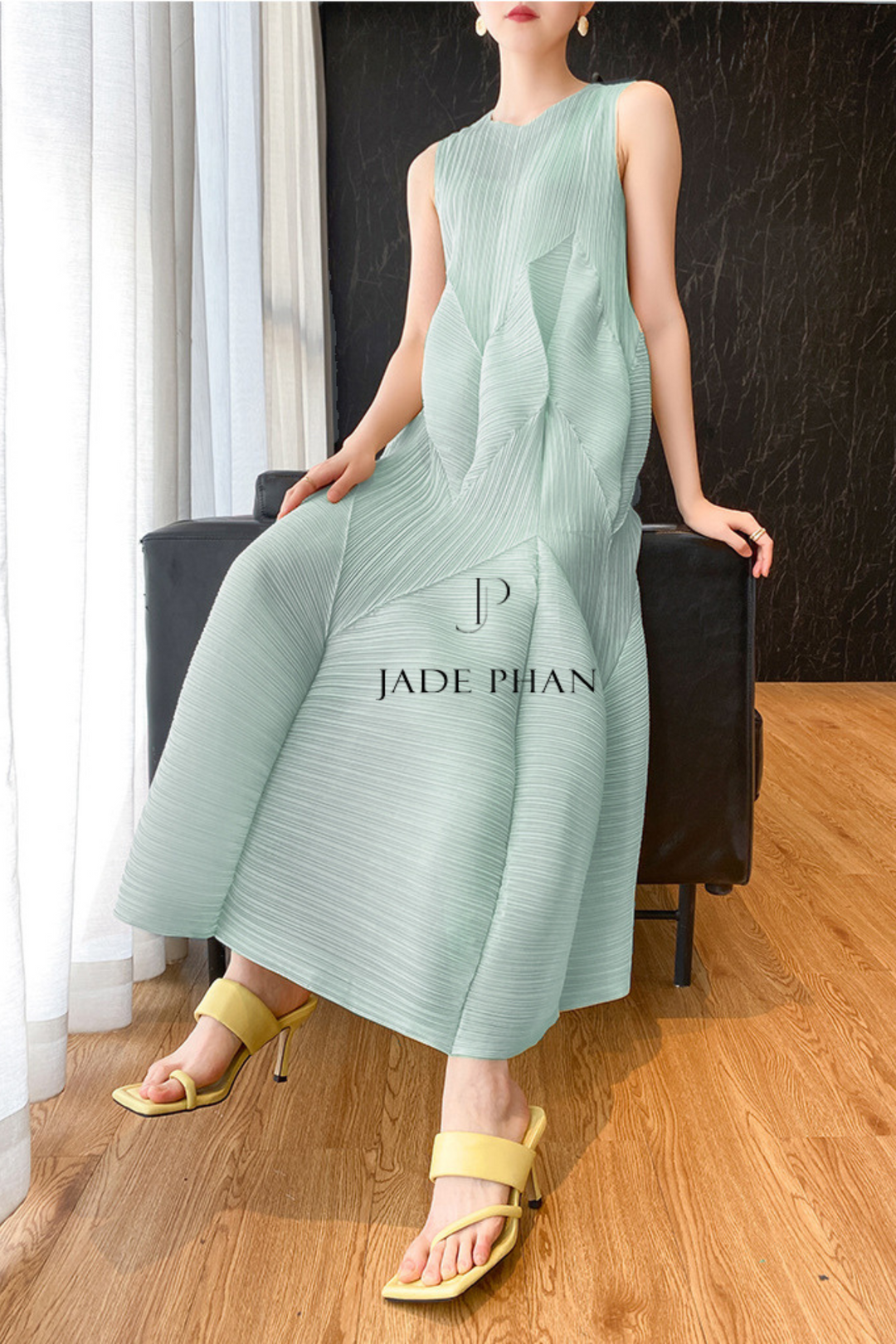 JEUNESSE Pleated Midi Dress - Turquoise