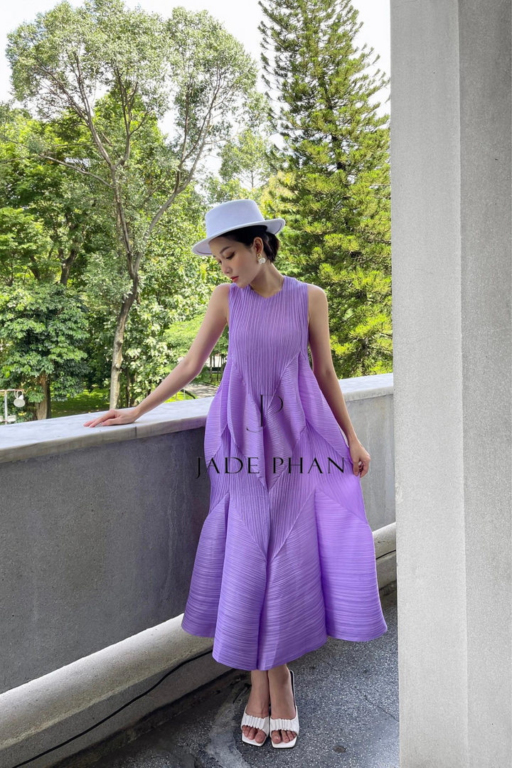 JEUNESSE Pleated Midi Dress - Violet