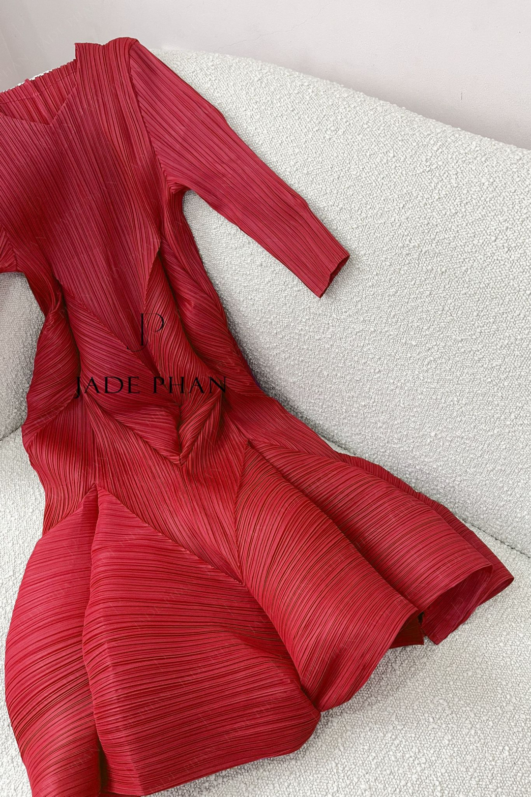 DORIS Pleated Midi Dress - Đỏ Tươi