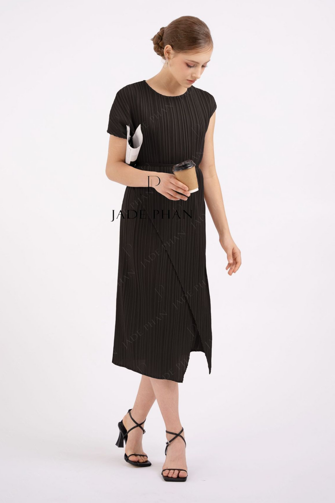 MAJORI Pleated Dress - Black