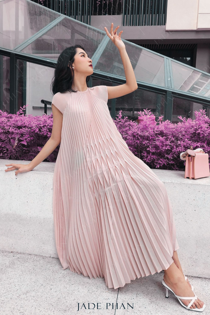 ADENA Pleated Dress - Pink
