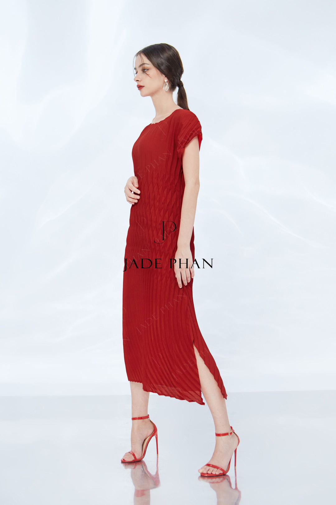 ALINE Pleated Dress - Red