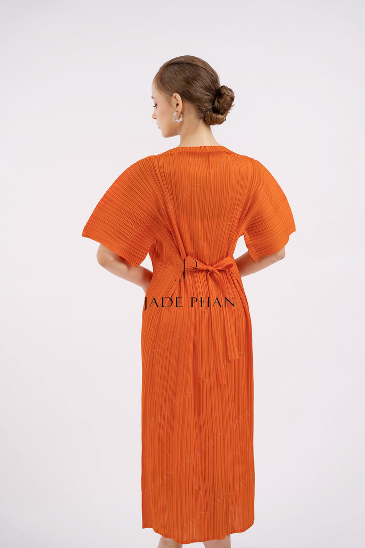AMABELLA Pleated Dress -  Orange