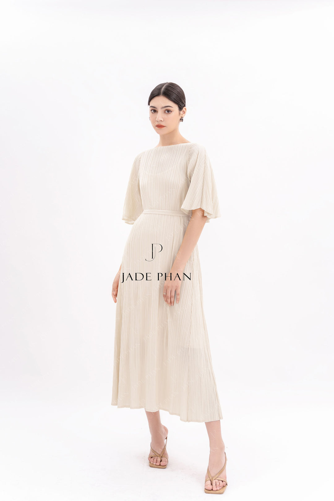 CHARISSE Pleated Dress - Trắng