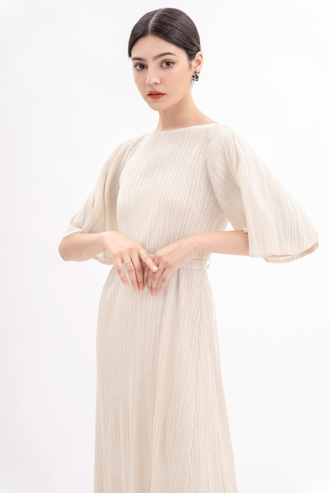 CHARISSE Pleated Dress - Trắng