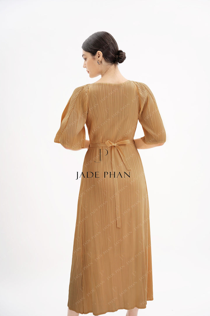 CHARISSE Pleated Dress - Copper