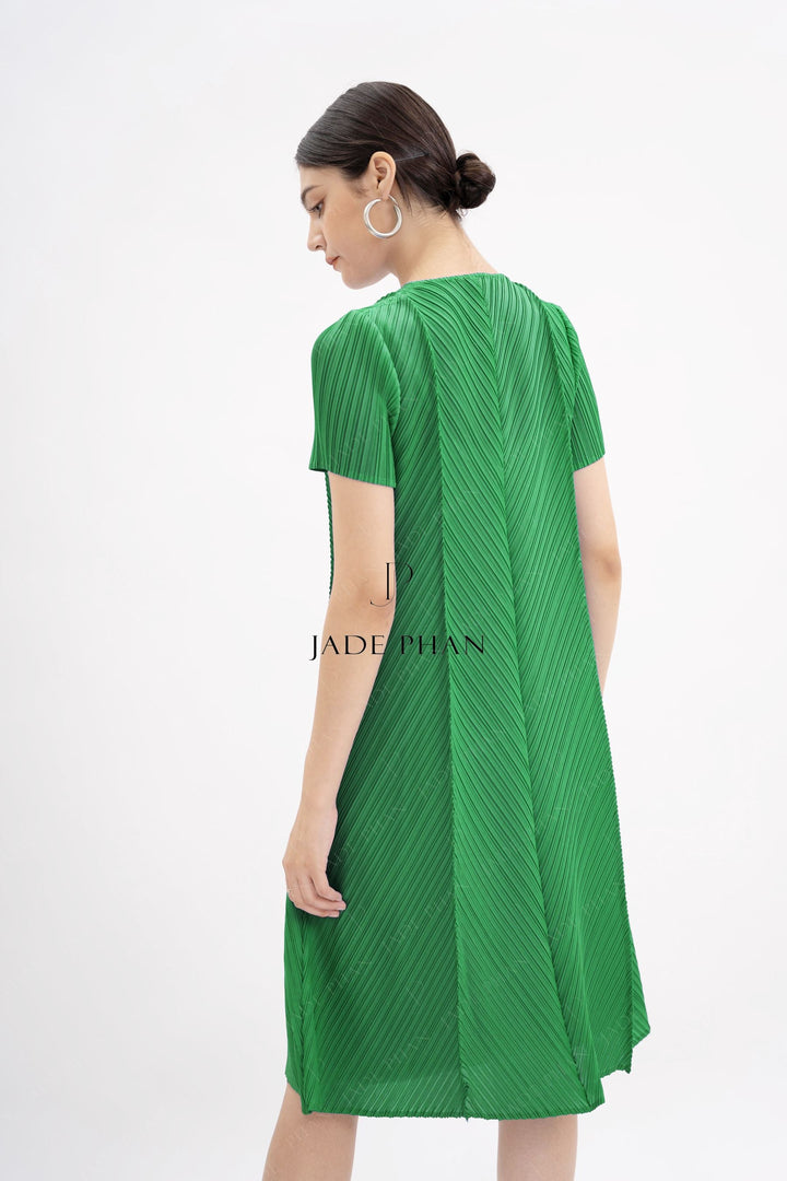 CLARIE Pleated Dress - Green