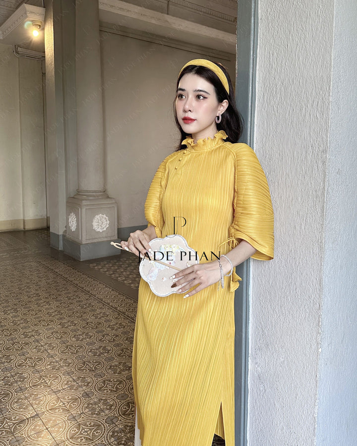 MARTHA Pleated Dress - Yellow
