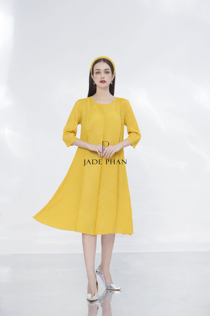 MAINE Pleated DRESS - Yellow