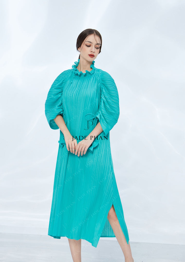MARTHA Pleated Dress - Turquoise