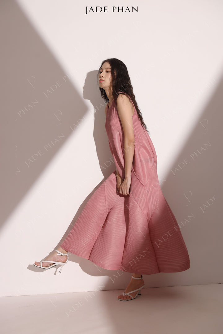 JEUNESSE Pleated Midi Dress - Pink