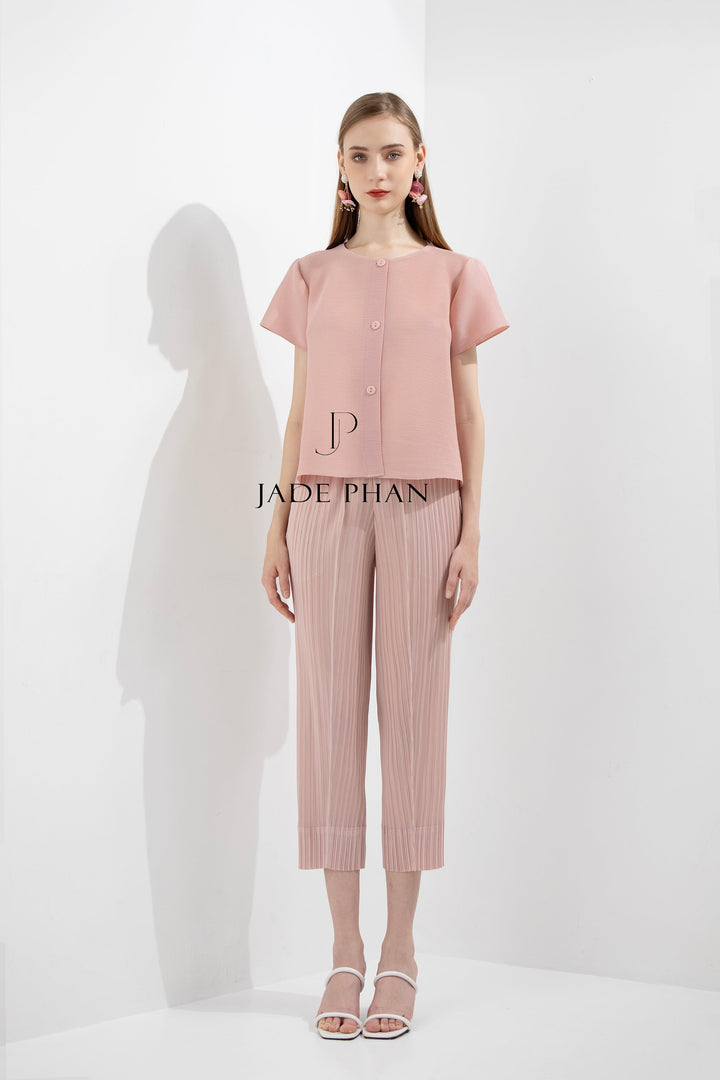 SET AIME'E Pleated Top & Daisy Pleated Pants Pink