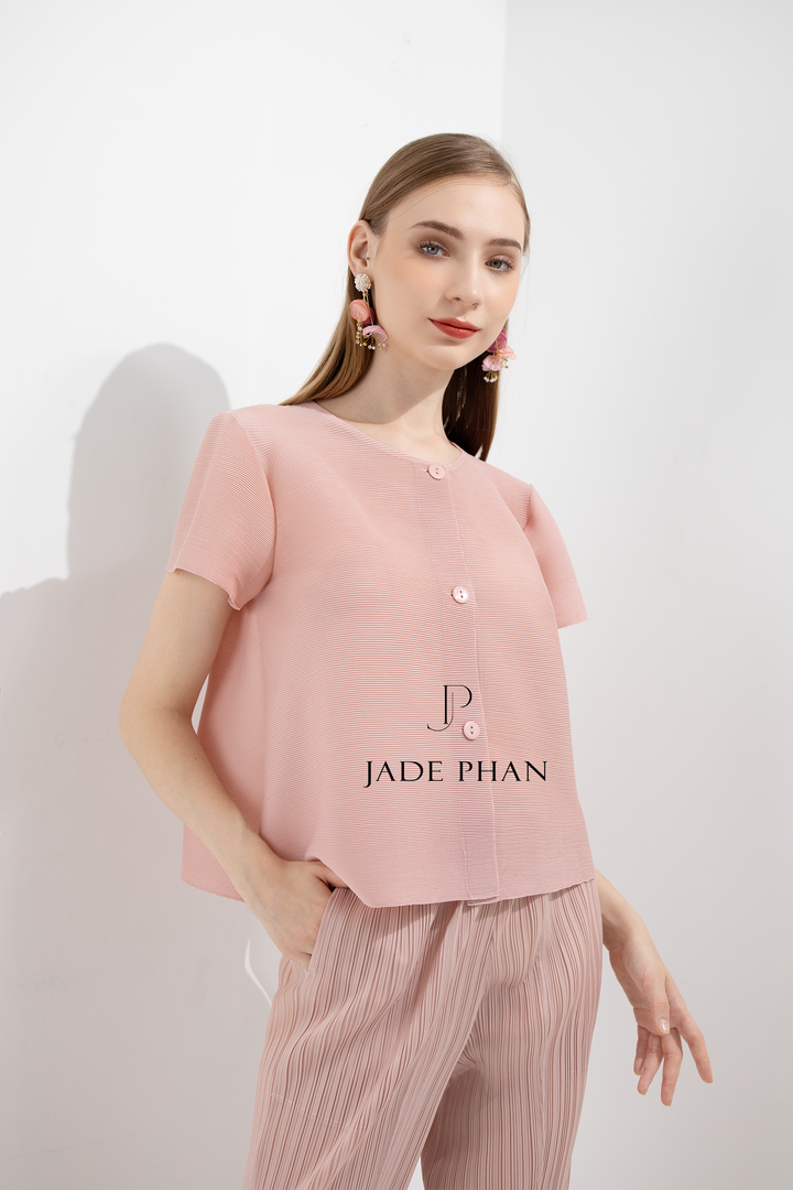 SET AIME'E Pleated Top & Daisy Pleated Pants Pink