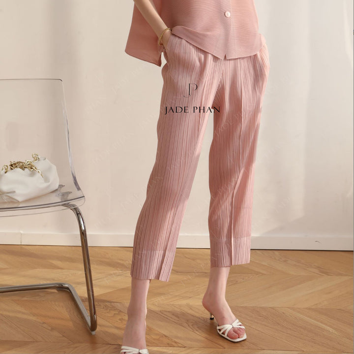 Set LE'A Pleated Top  & DAISY Pleated Pants Pink
