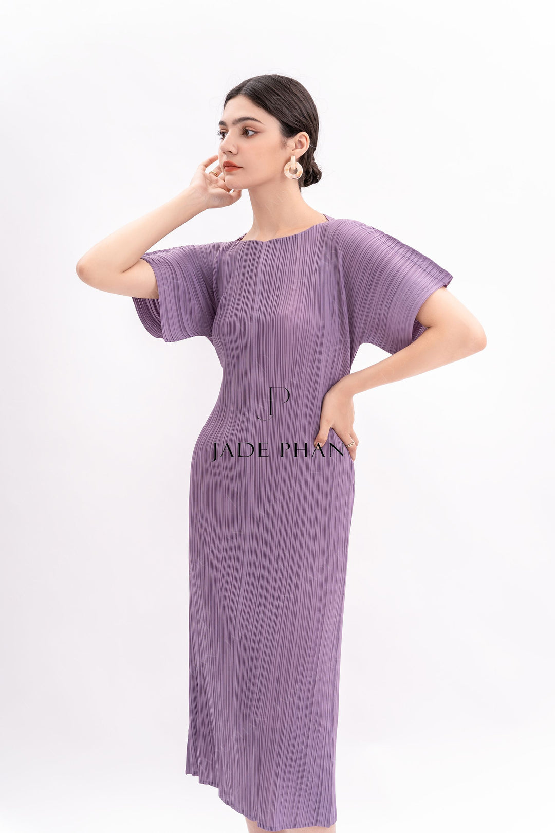 AMABELLA Pleated Dress - Medium Purple