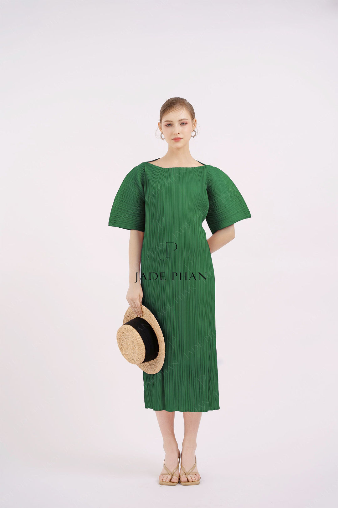 AMABELLA Pleated Dress - Forest